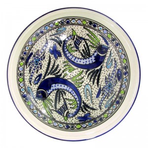 Le Souk Ceramique Aqua Fish Design Medium Serving Bowl LSQ2144